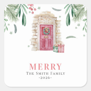 Door with Christmas gifts  Square Sticker