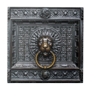 Doorknocker Lion - Black / Gold Tile