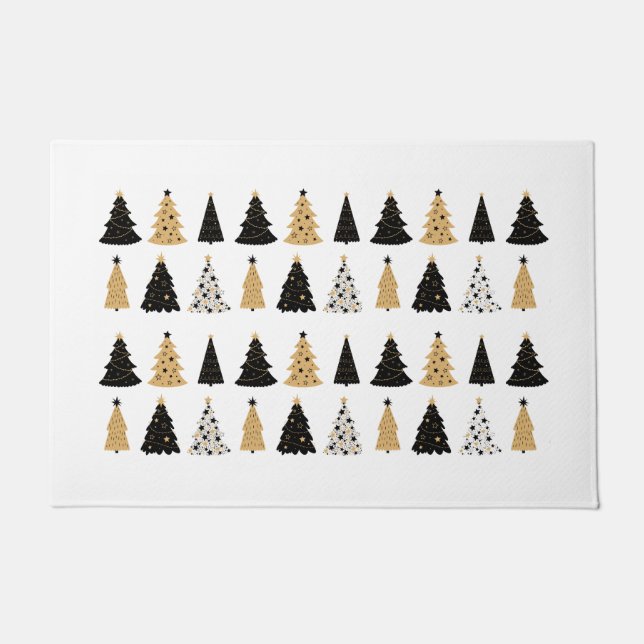 Doormat Christmas Tree in Black and Gold style (Front)