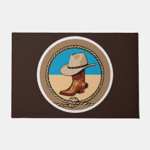 Doormat Cowboy Boot and Hat 