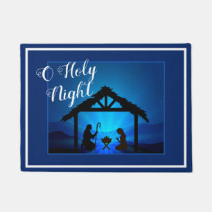 Doormat-O Holy Night Manger Scene in Blue Doormat