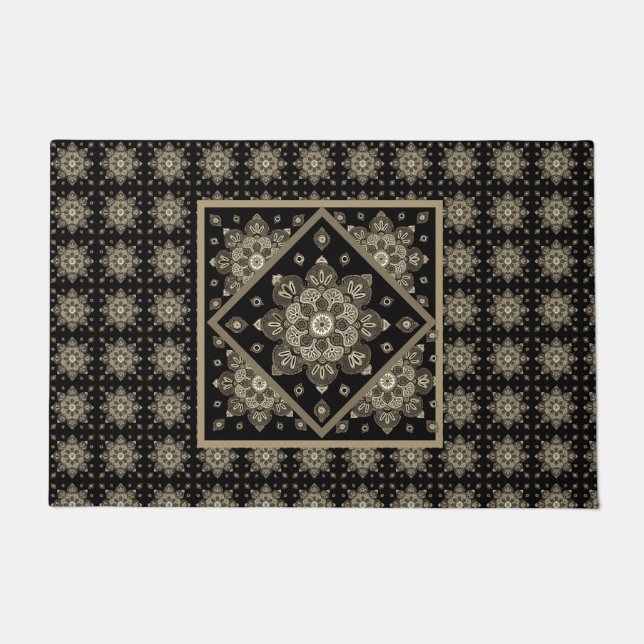  Doormat Sepia Medallions on black (Front)