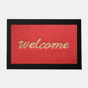 Doormat Welcome Red Gold Black