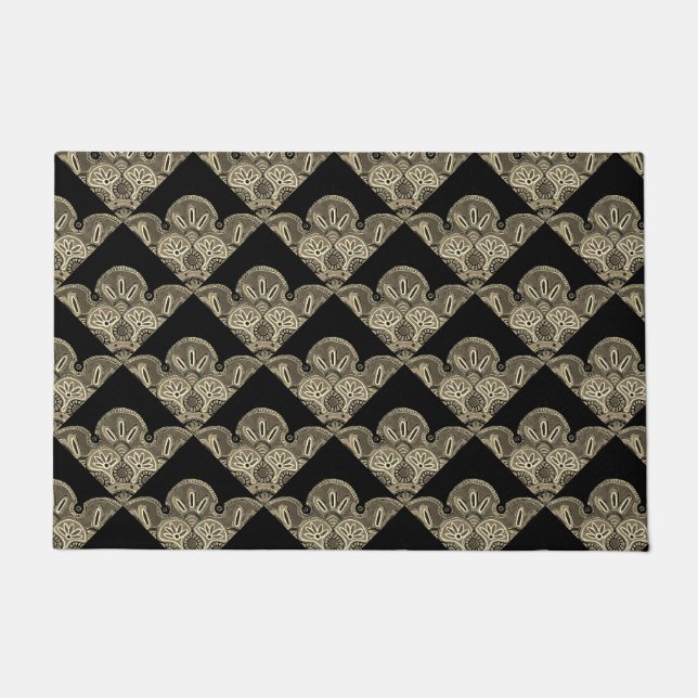 Doormat with black and Tan Tile Design (Front)