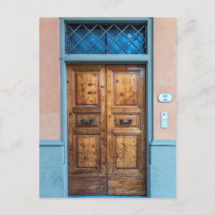 Doors of Florence Italy Grand Wooden Door Photo Postcard