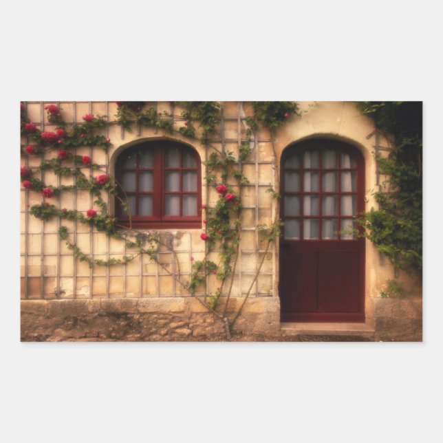 Doorway of rose cottage rectangular sticker (Front)