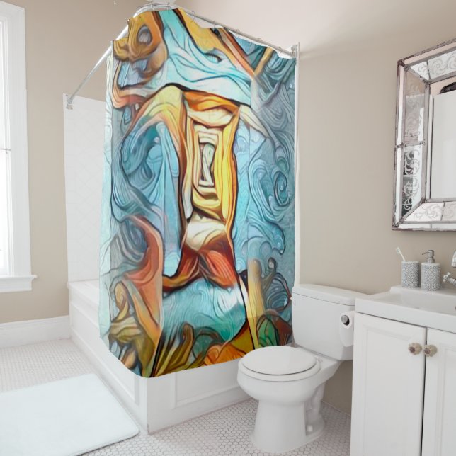 Doorway to beyond, abstract expression dreamscape shower curtain (In Situ)