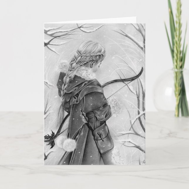 Doorway to winter fantasy winter archer girl card (Front)