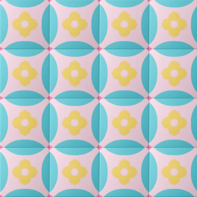 Dopamine Colourful Flowers Decorative Pattern Ceramic Tile (Creator Uploaded)