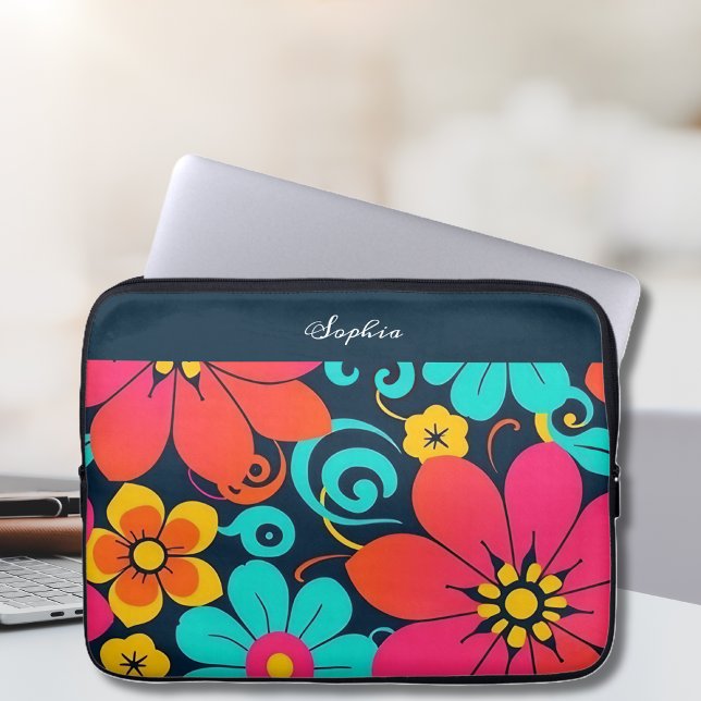 Dopamine Decor– Bright Funky Flowers-Retro Laptop Sleeve (Dopamine Decor– Bright Funky Flowers-Retro Laptop Sleeve)