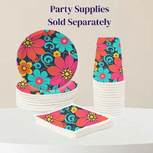Dopamine Decor – Bright Funky Flowers-Retro Paper Plate