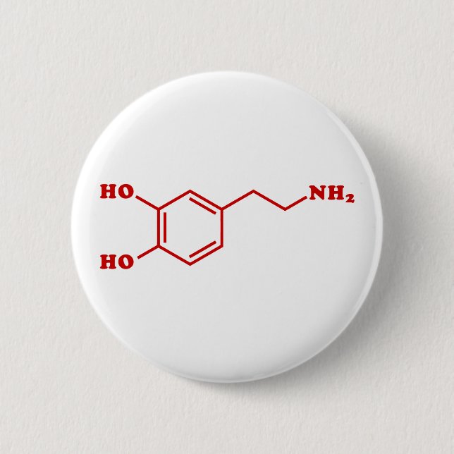 Dopamine Molecular Chemical Formula 6 Cm Round Badge (Front)