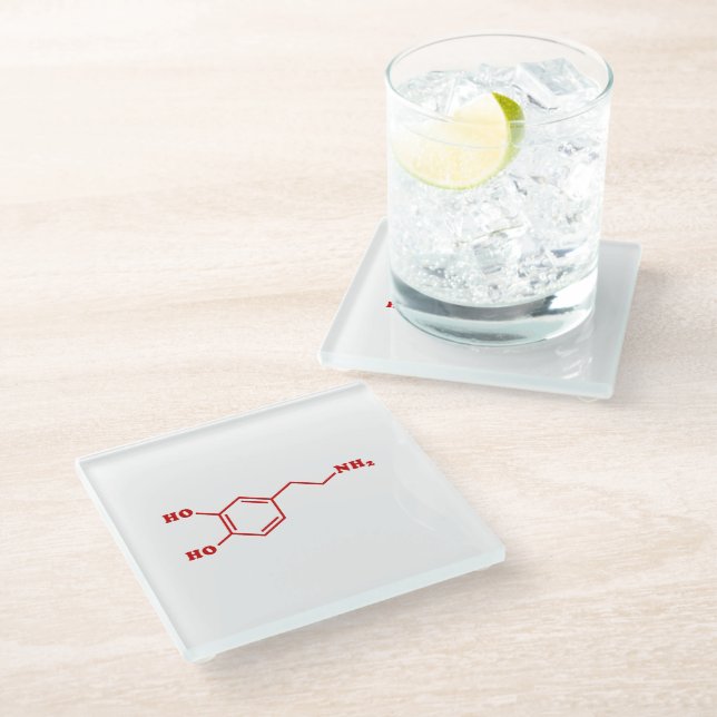 Dopamine Molecular Chemical Formula Glass Coaster (Angled)