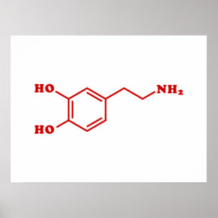 Dopamine Molecular Chemical Formula Poster