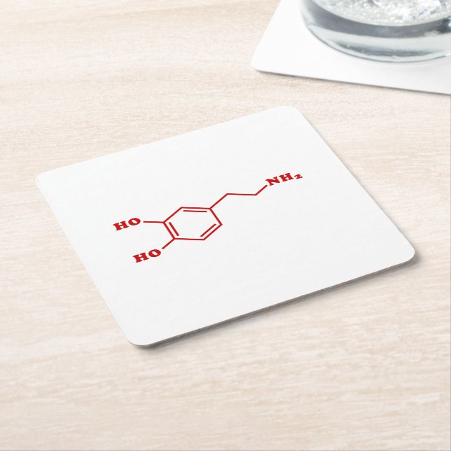 Dopamine Molecular Chemical Formula Square Paper Coaster (Angled)