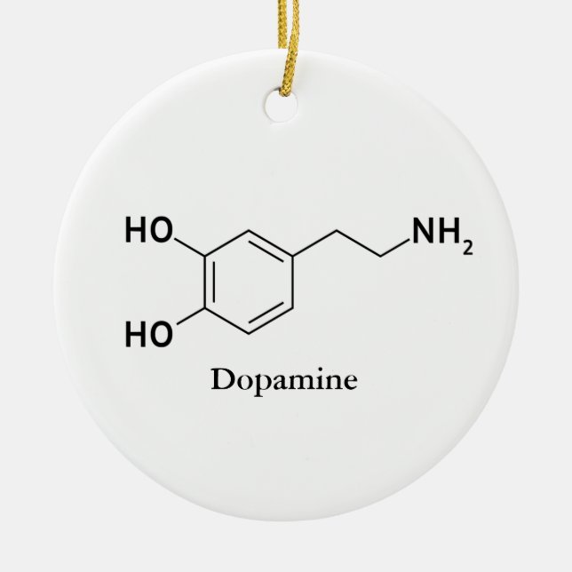 Dopamine Molecule Chemistry Biochemistry Ceramic Tree Decoration (Front)