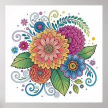 Dopamine Radiant Floral 1 Poster