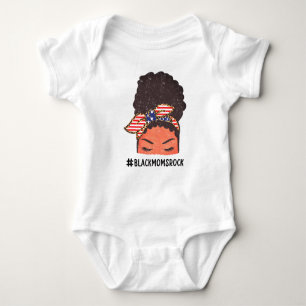 Dope Black Mum, Black Afro Messy Bun Kente Colours Baby Bodysuit