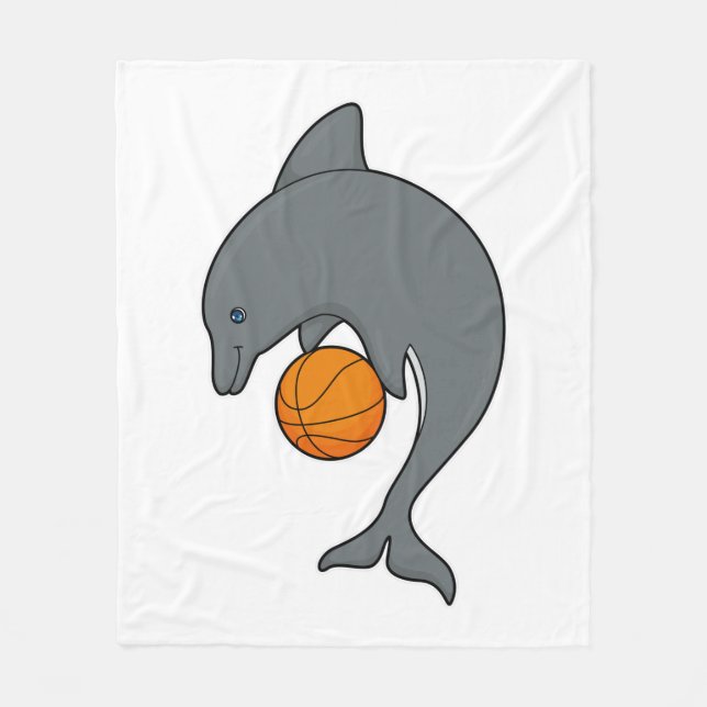 Dophin as Basketball player with Basketball Fleece Blanket (Front)