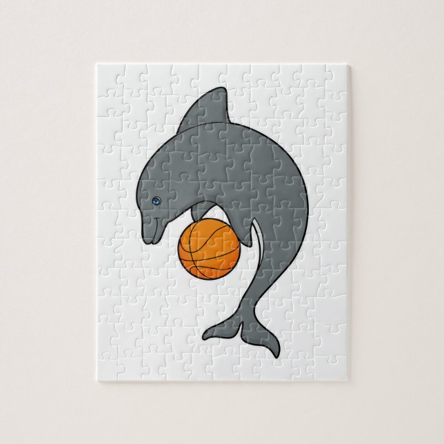 Dophin as Basketball player with Basketball Jigsaw Puzzle (Vertical)