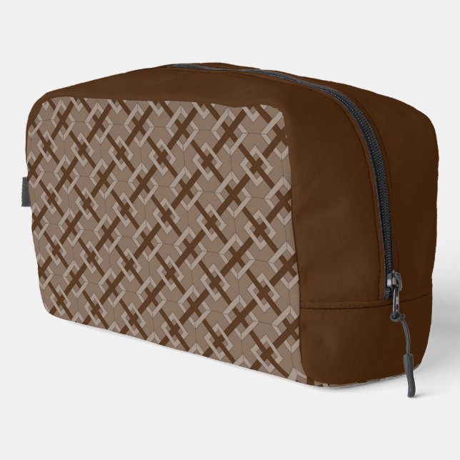 Dopp Kitt - Interwoven Diamonds in Brown Dopp Kit (Right Corner)