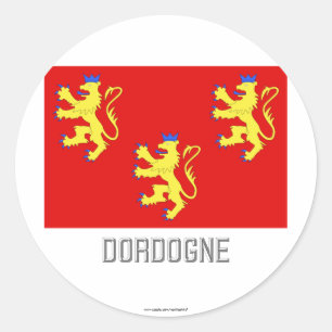 Dordogne flag with name classic round sticker