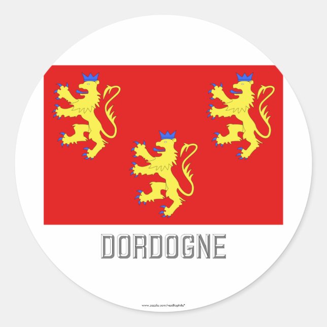 Dordogne flag with name classic round sticker (Front)