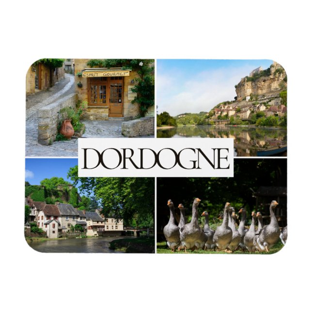 Dordogne landscapes collage travel photo magnet (Horizontal)