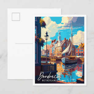 Dordrecht Netherlands vintage travel illustration Postcard