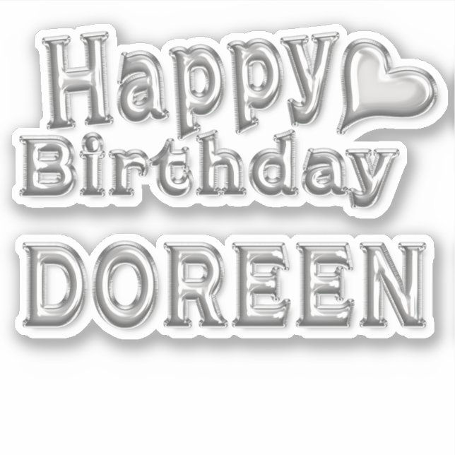 Doreen Happy Birthday silver Sticker (Front)