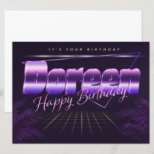 Doreen Name Vorname lila retro Karte Geburtstag Card