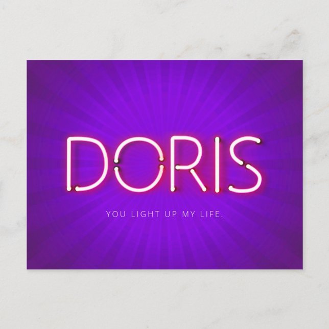 Doris name in glowing neon lights postcard (Front)