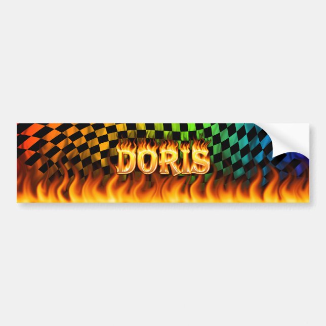 Doris real fire and flames bumper sticker design (Front)