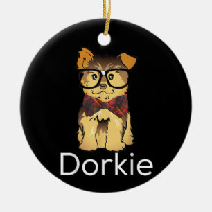 Dorkie Funny Dorky Yorkie Dog Ceramic Ornament