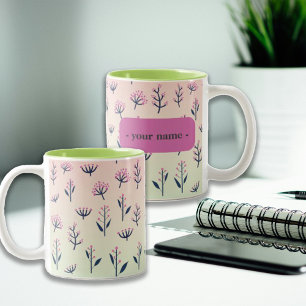 Dorm Decor Pretty Mimosa Custom Name  Two-Tone Coffee Mug