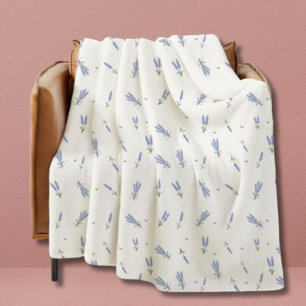 Dorm Lavender Wildflower Floral Pattern  Fleece Blanket