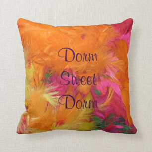 Dorm Sweet Dorm 16" Square Pillow Orange Pink