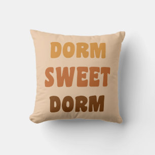 Dorm Sweet Dorm Brown Retro 70s Lettering   Cushion