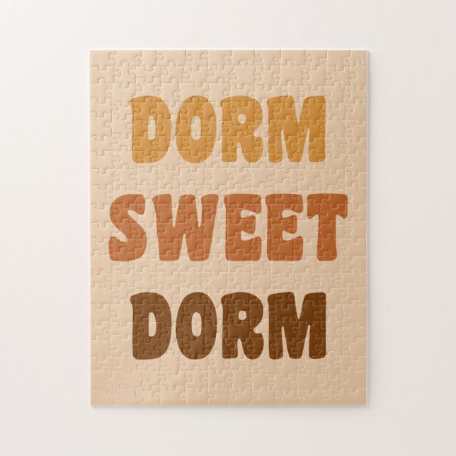 Dorm Sweet Dorm Brown Retro 70s Lettering  Jigsaw Puzzle (Vertical)