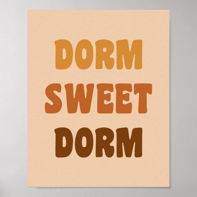 Dorm Sweet Dorm Brown Retro 70s Lettering  Poster (Front)
