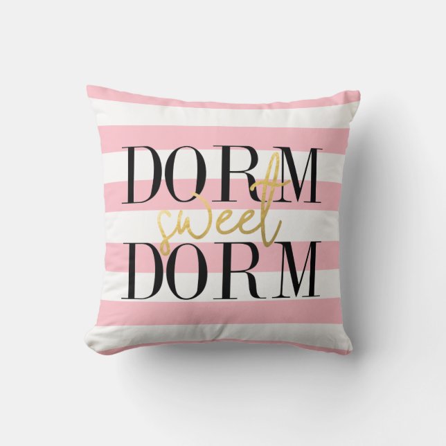 Dorm Sweet Dorm | Bubblegum Pink Stripes Cushion (Front)