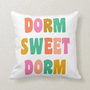 Dorm Sweet Dorm Colourful Lettering Green Pink Cushion