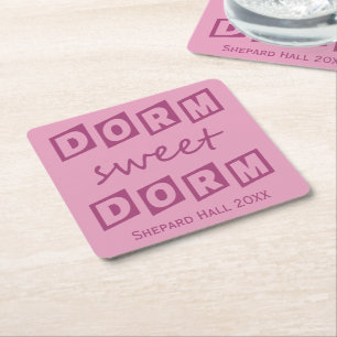 "Dorm Sweet Dorm" custom dorm party coasters