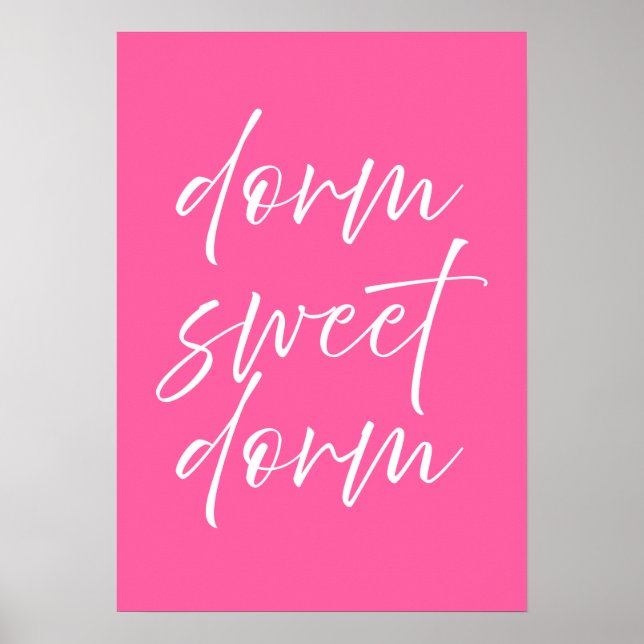 Dorm Sweet Dorm Pink Poster | Preppy Dorm Wall Art (Front)