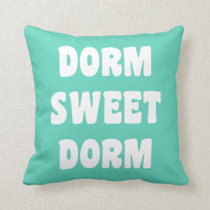 Dorm Sweet Dorm Retro Lettering in Mint Green  Cushion