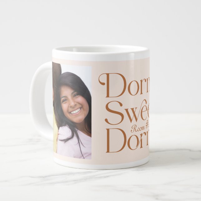 Dorm Sweet Dorm Two Photo Terracotta Large Coffee Mug (Front Left)