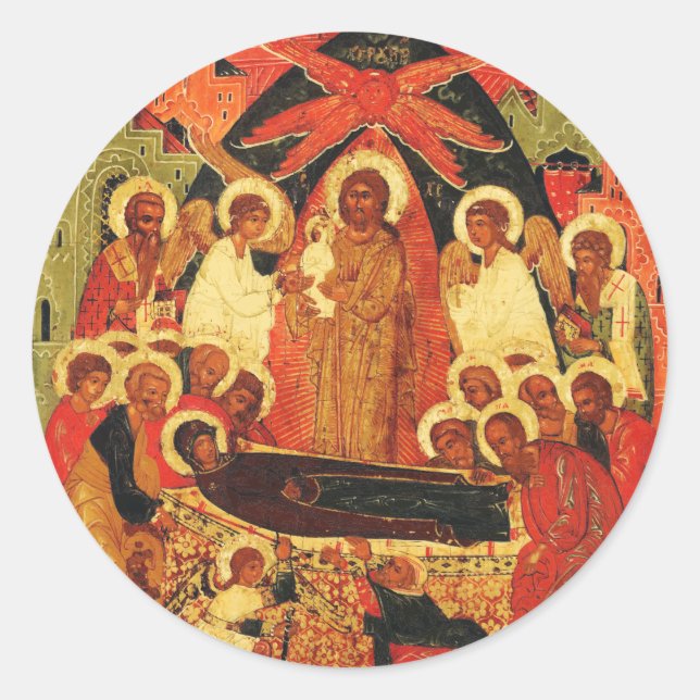 Dormition of the Mother of God orthodox icon  Classic Round Sticker (Front)