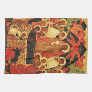 Dormition of the Mother of God orthodox icon  Tea Towel