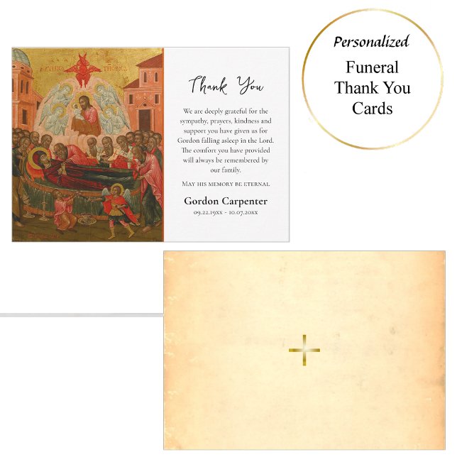 Dormition of the Theotokos Icon Orthodox Funeral   Thank You Card (Creator Uploaded)