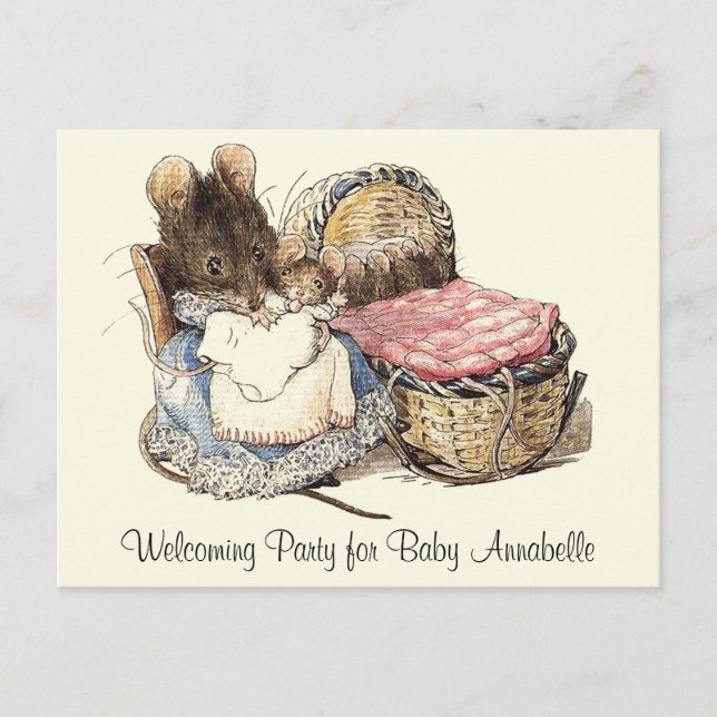 Dormouse Baby Shower Welcoming Party Invitation Postcard (Front)